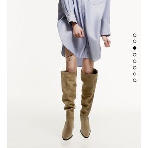 Zara low heel split high shaft boots
